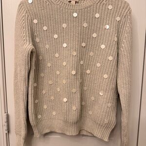 GAP Cream 100% Cotton Sweater with Sequin Accents